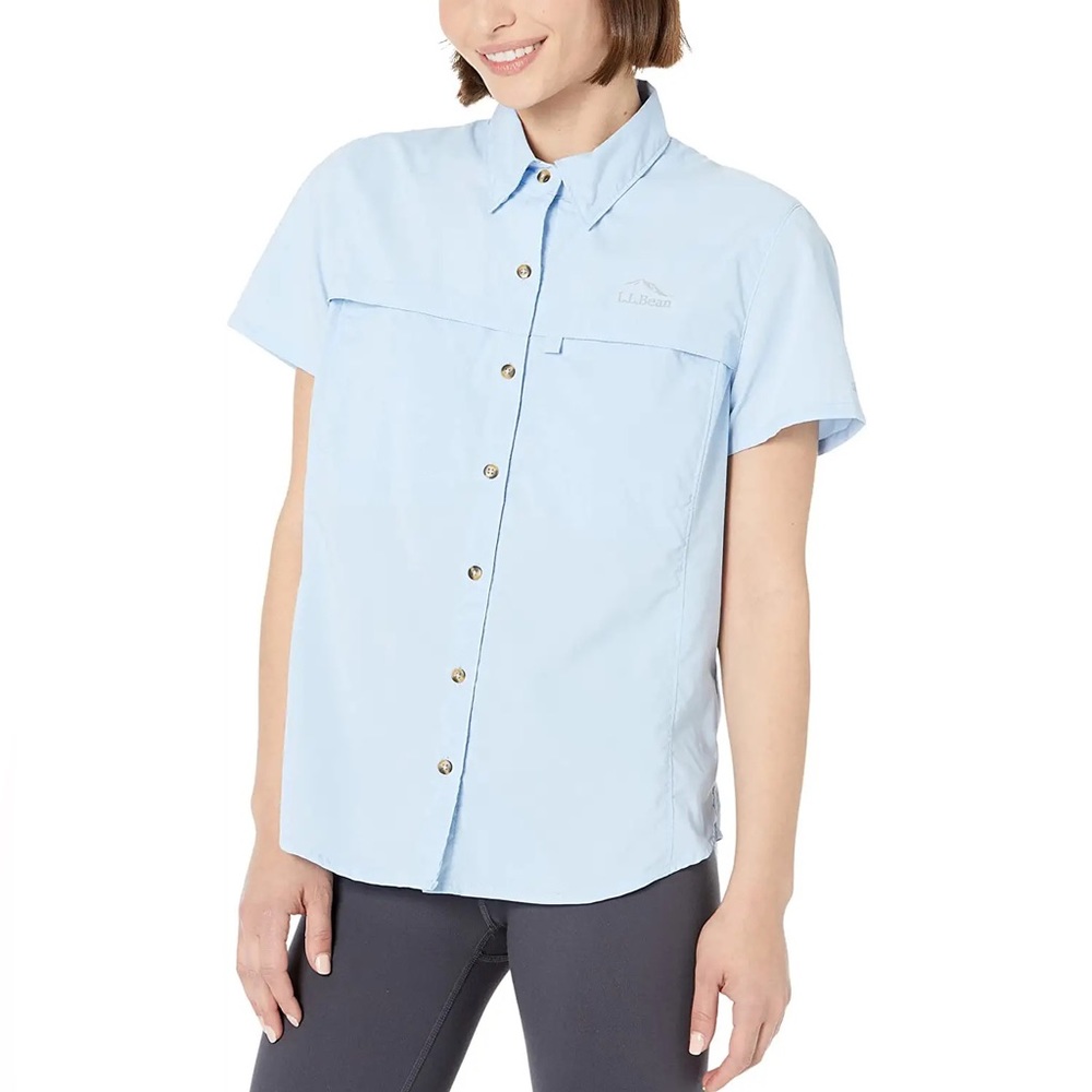 L.L. BEAN - Short Sleeve Button Up Rain Jacket Lining with Tortoise Buttons